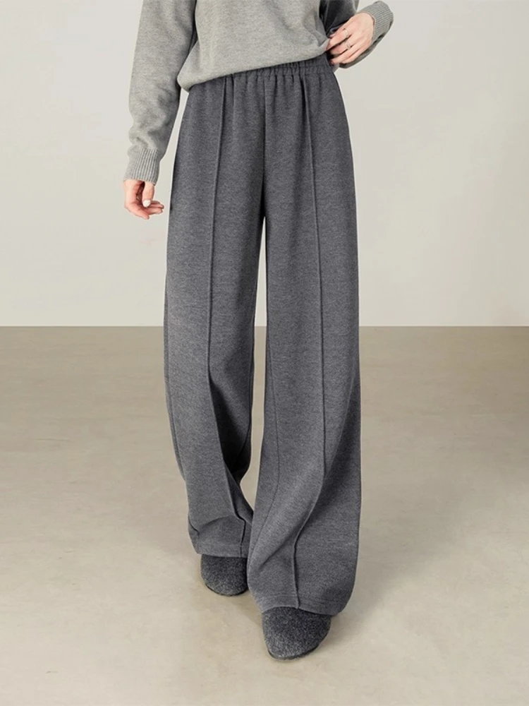 

SENTUBILA Women's Knitted Pants 2025 Winter New Casual Commute Straight Pants Pockets Wide-leg Pants Female Clothes 154K80280
