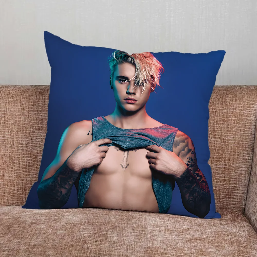 Singer J-Justin Bieber Pillow Case For Home Bedroom Car Office Decoration Living Room Sofa Cushion Cover Suitable