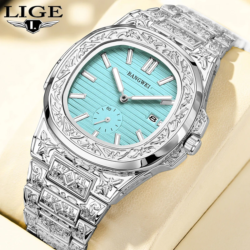 

BANGWEI 2025 новые роскошные мужские кварцевые наручные часы, спортивные квадратные часы с хронографом, мужские модные водонепроницаемые светящиеся часы для мужчин