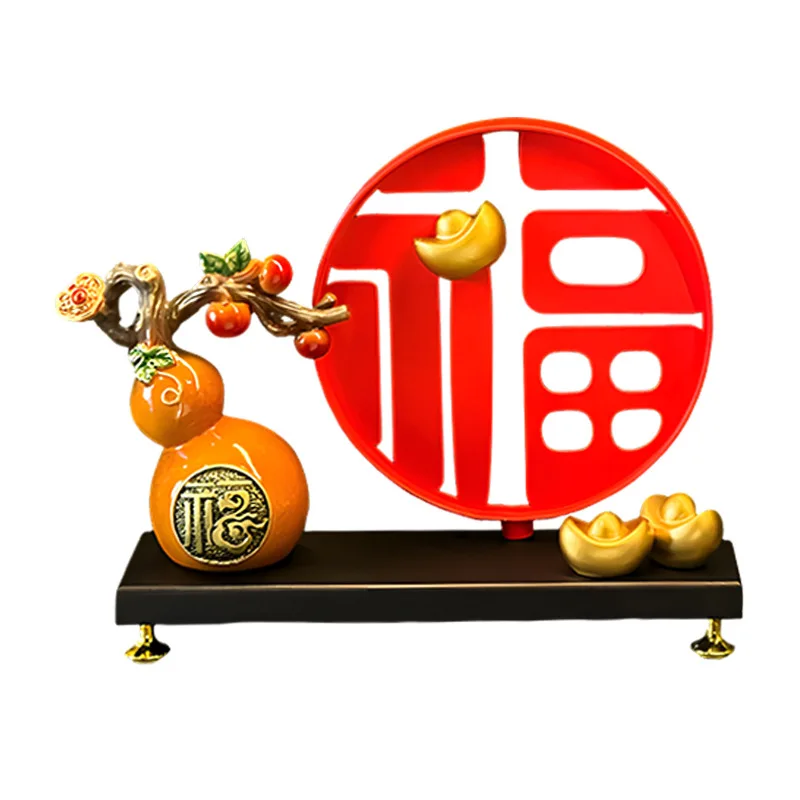 

YJQ new Chinese style lucky door lucky gourd gold ingot lucky ornaments living room entrance wine cabinet decoration