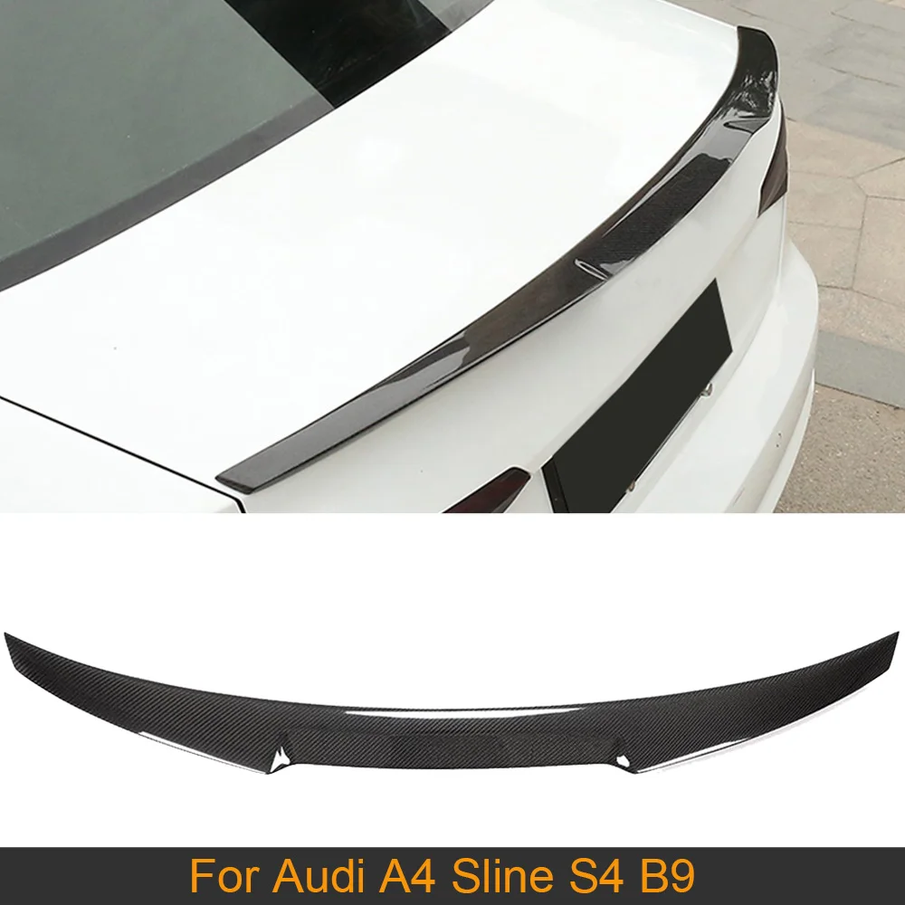 Car Rear Trunk Boot Lip Wing Spoiler Lid For Audi A4 B9 Sline S4 2017 2018 2019 Rear Trunk Spoiler Wing Tail Wing Carbon Fiber