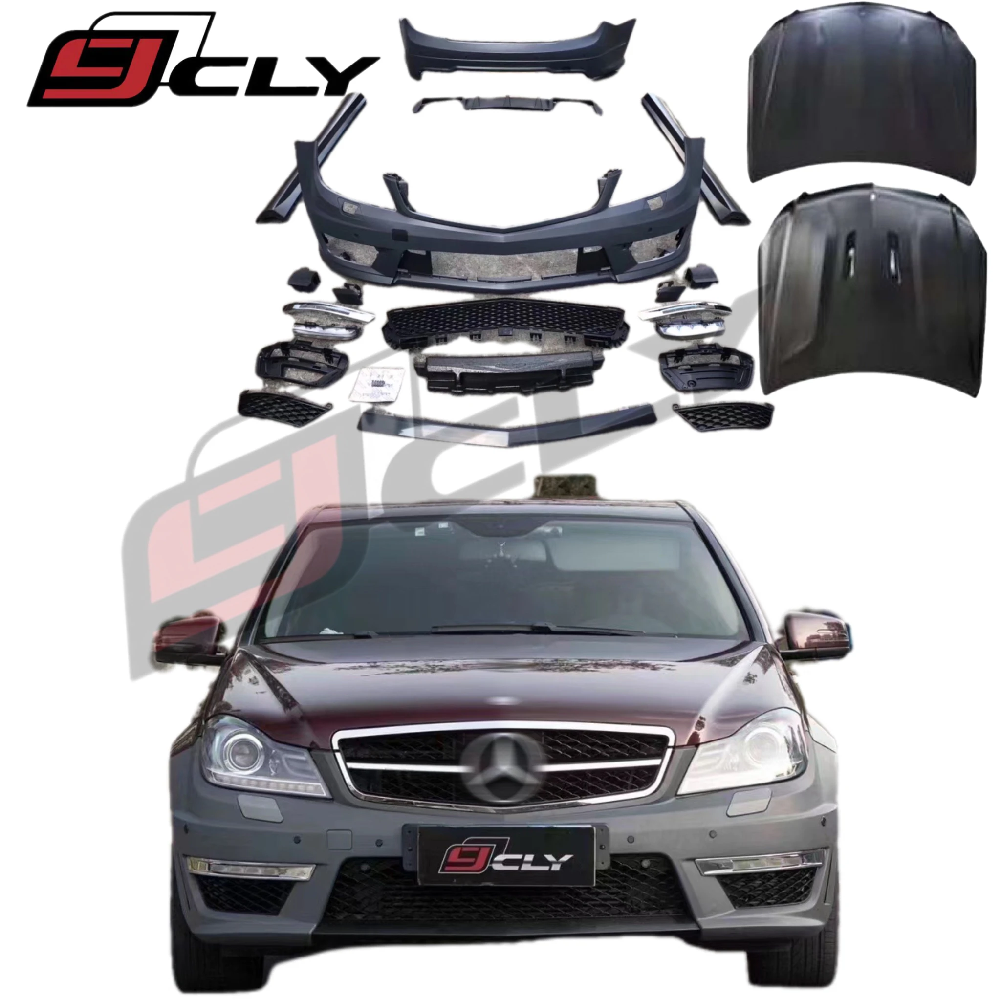 

Car Bumper Body Kit W204 For C Class Upgrade W204 C63 Car Bumper Body Kit Front Rear Bumper With Engine Hood