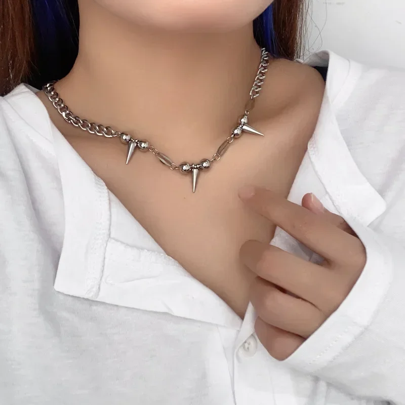 Hip Hop Titanium Steel Willow Nail Clavicle Chain Necklace for Women Fashion Jewelry Minimalist Accessories