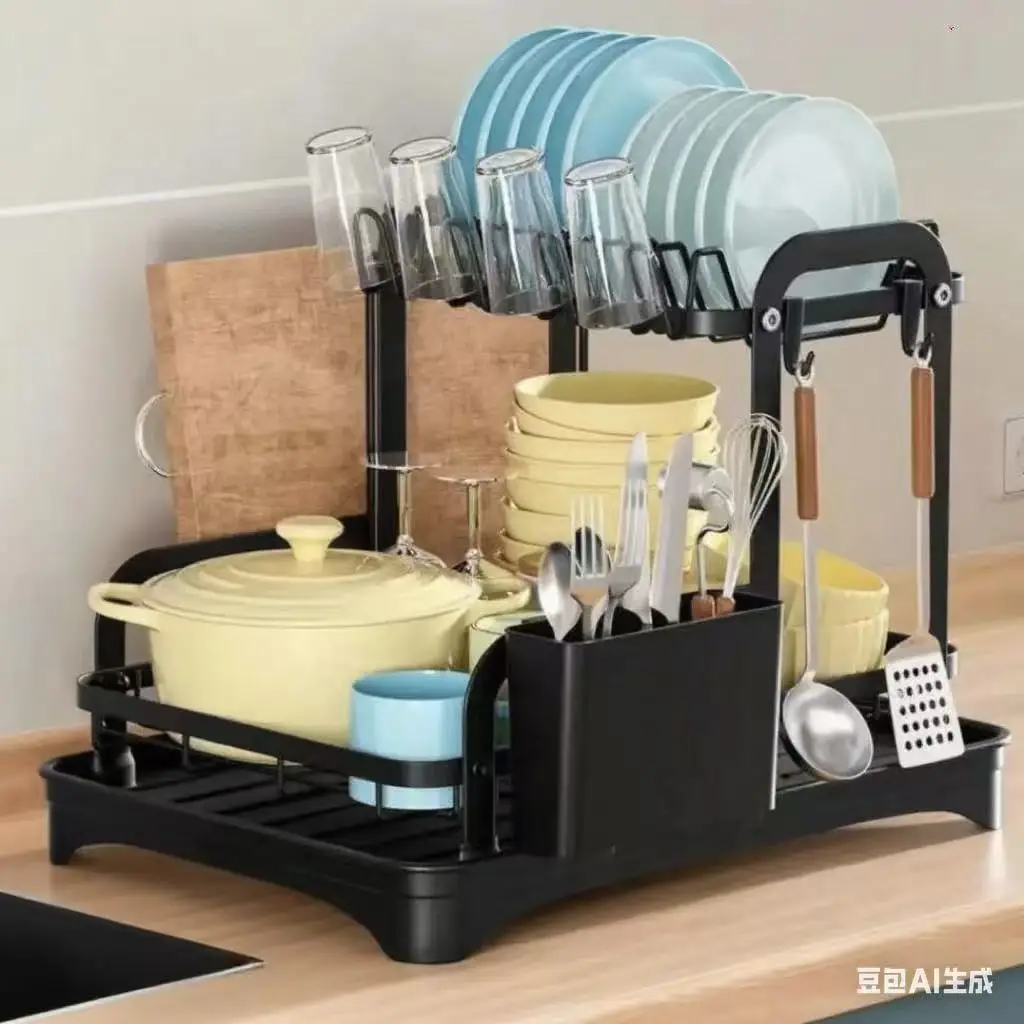 2025 model, 2-tier bowl Drain rack Kitchen bowl Drying rack with drain basket Storage Drain plate for easy use