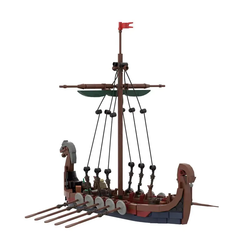 Barco vikingo MOC, pequeño barco pirata vikingo, modelo de bloques de construcción, colección de decoraciones para habitación de niños, juguetes creativos, regalos