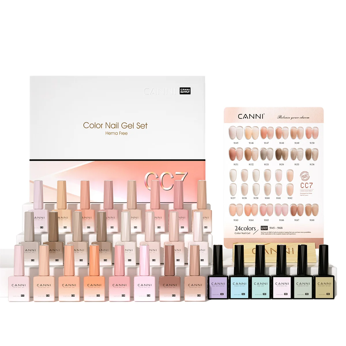 CANNI HEMA FREE Nagelgelpoliermittel Jelly Nude Pink Collection Cat Eye Gel French Gel Soak Off UV LED Semi Permanent Gel Nail 9 ml