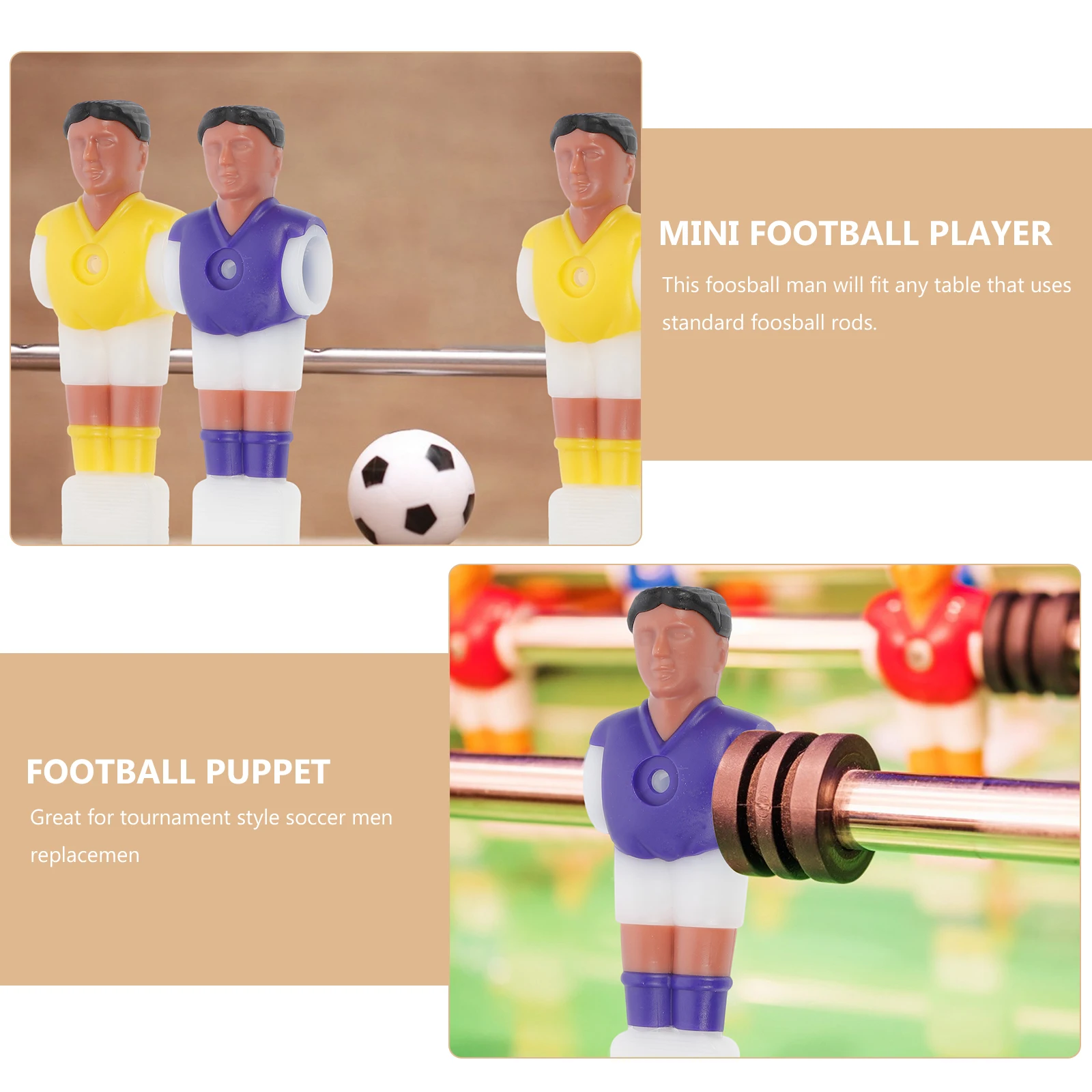 

4pcs Table Football Man Foosball Player Replacement Yellow Tournament Style Compatible with Standard Foosball Rods Mini Soccer