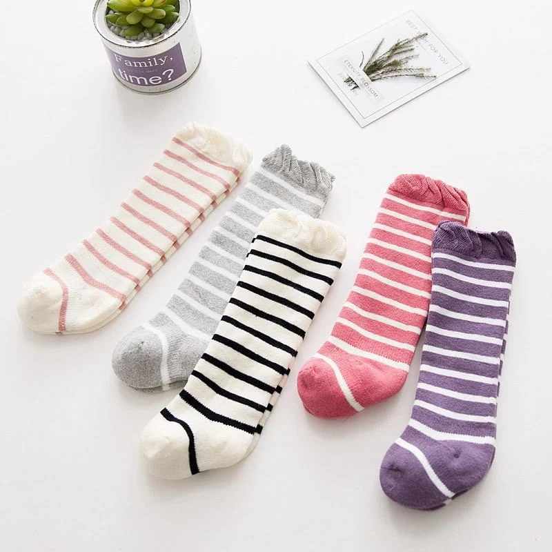Kaus Kaki Bayi Perempuan Kaus Kaki Setinggi Lutut Lucu Bayi Baru Lahir Kaus Kaki Panjang Katun Putri Anak-anak Mather Aksesori Bayi