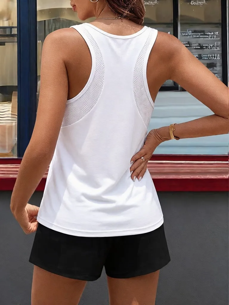 Fitness Sport Female Summer Sleeveless Tees Casual Loose Running Tank Top Daily Beach Quick Dry Pullover Lightweight Comfy Tops