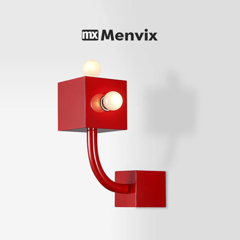 

Menvix Memphis Space Age Pendant Light Retro Red Mid-Century Indoor Wall Lamp for Kitchen Bedside Bar Vintage Art Decor Home