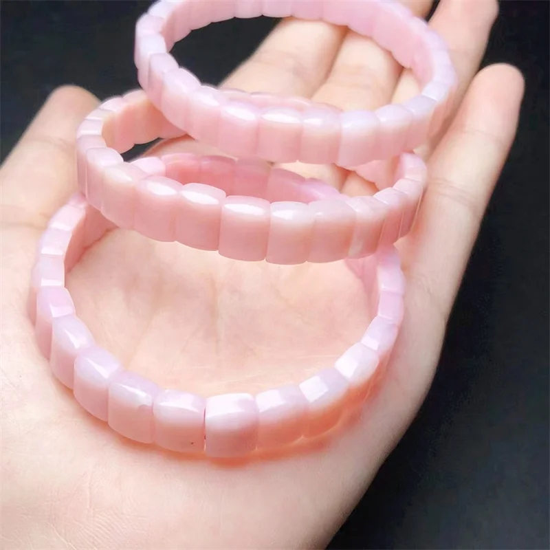 

Natural Pink Opal Bangle Crystal Healing Stone Stretch Polychrome Gemstone For Women Birthday Present Lover Gift 1pcs