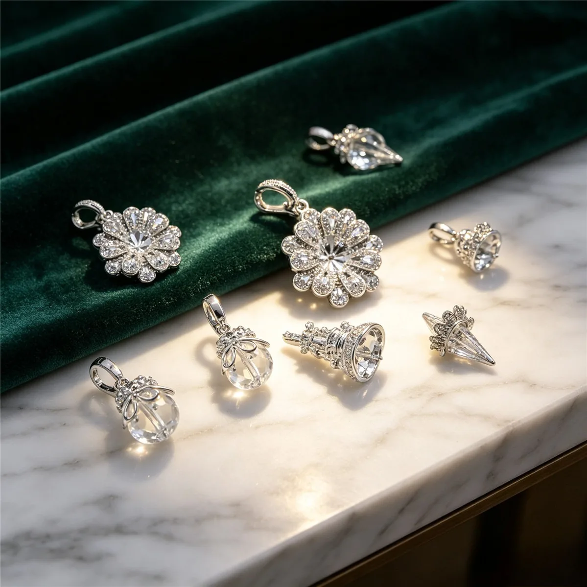 Brass 14K Gold Plated CZ Daisy Bow Castle Ice Cream Bezel Pendant Bails DIY Jewelry Making Findings