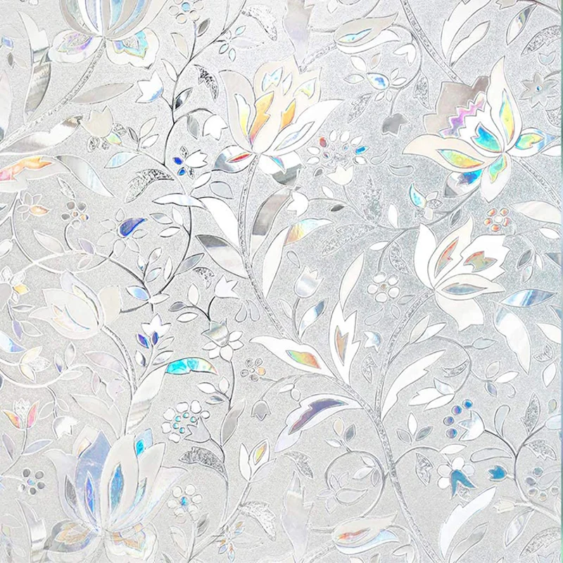 Removível Sun Bloqueio Janela Adesivo, Filme De Vidro Decorativo, Decalques De Janela Corada, Estática Cling Flores