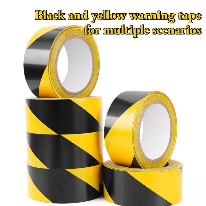 Warning Tape 2 Rolls 4.8cm x 33m Black Yellow Stripe Floor Marking Tape, Waterproof Wear-resistant Self-Adhesive Safety