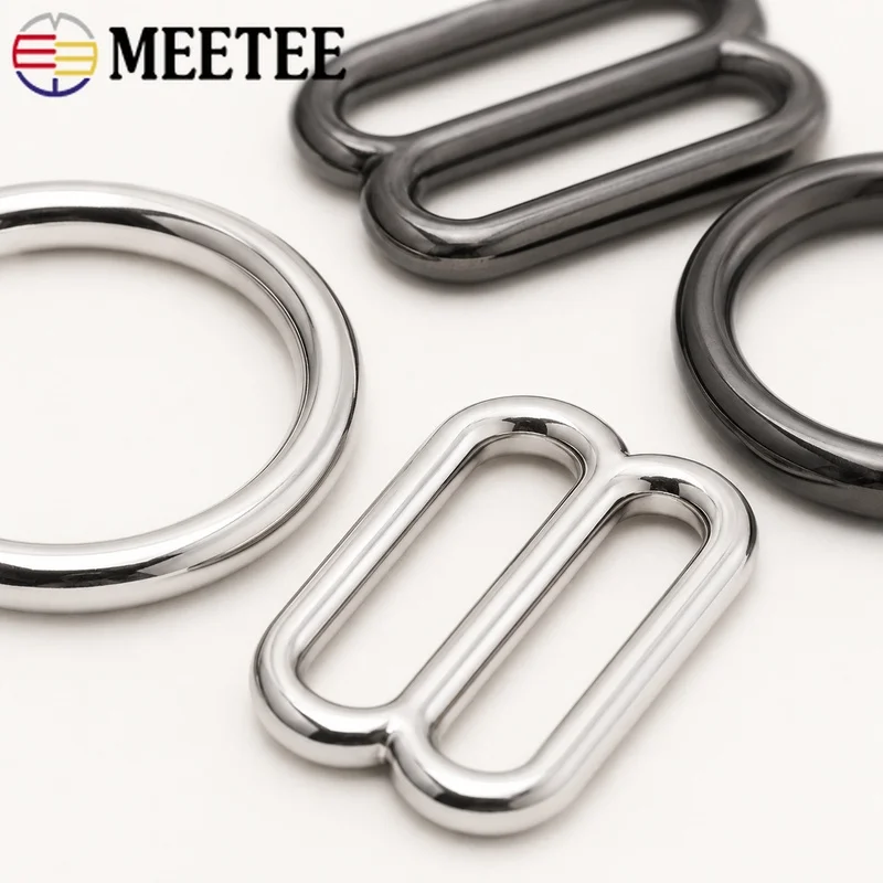 50Sets 6-15mm Metal O Ring Strap Slider Buckle for Bra Bikini Underwear Suspender Dress Adjustment Connector Sewing Hardware Kit