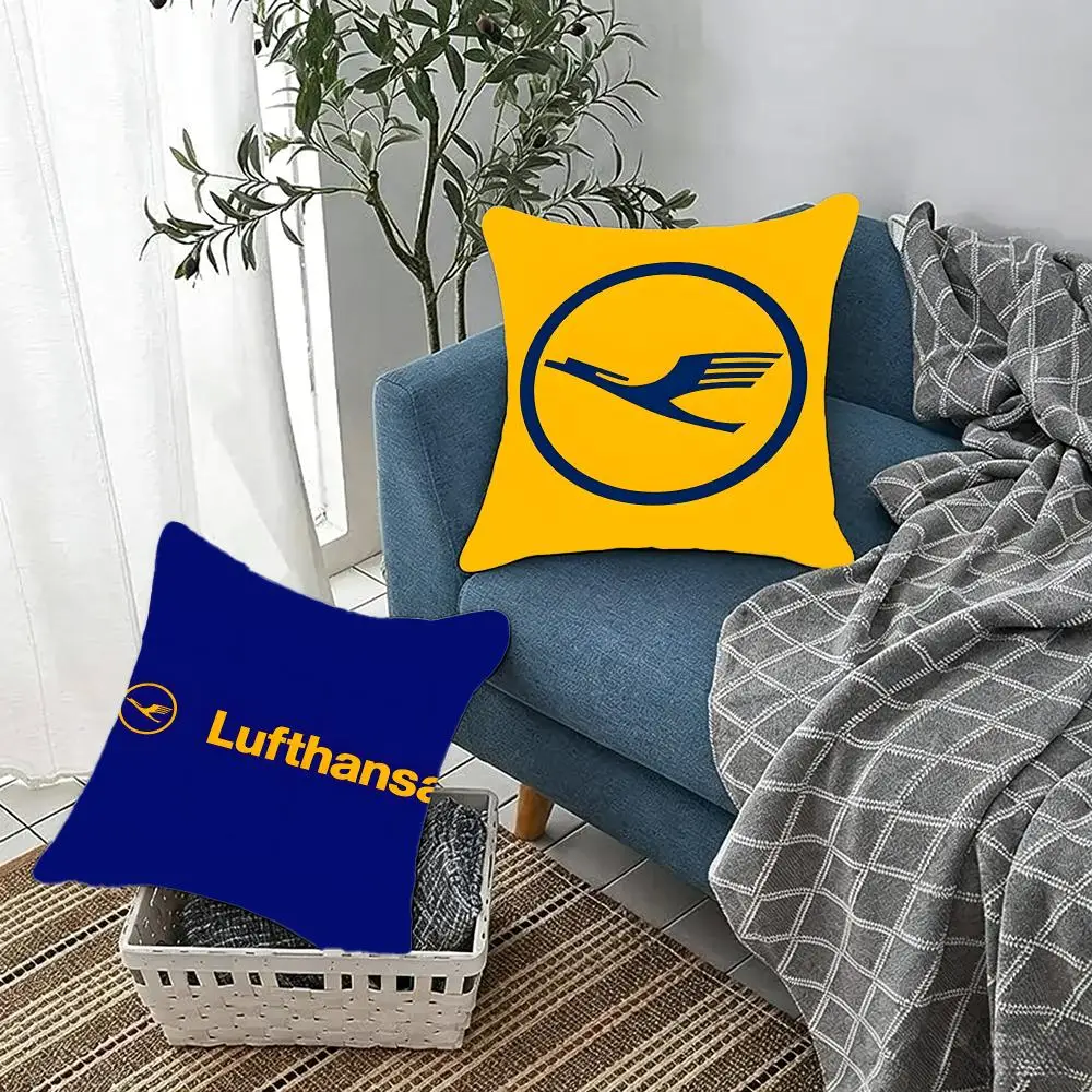 Airline Travel Lufthansa Cushion Cover Fluffy velvet Nordic style plush Living room sofa decorative