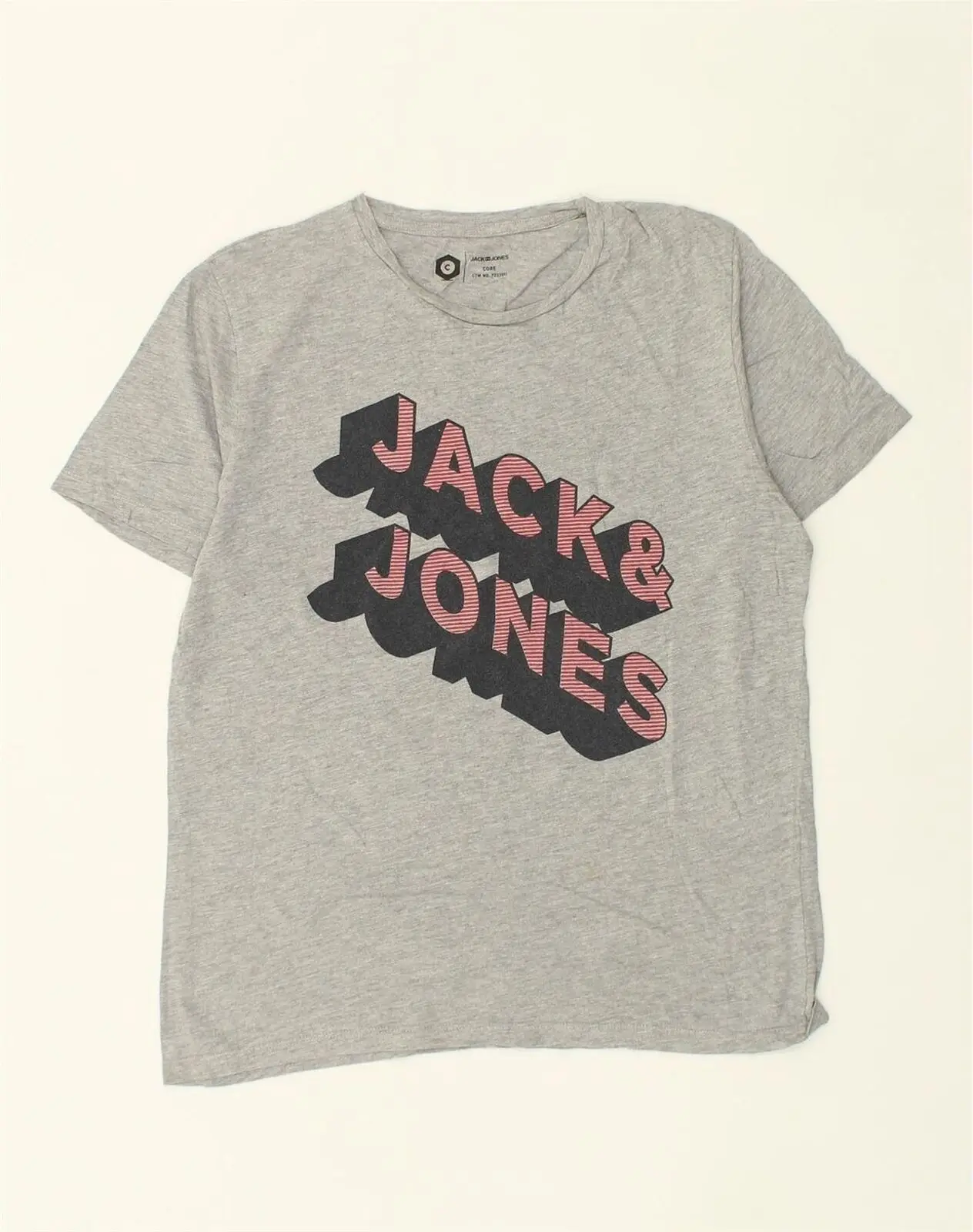 

Мужская футболка с графическим принтом JACK & JONES, серый хлопковый топ большого размера, AF33