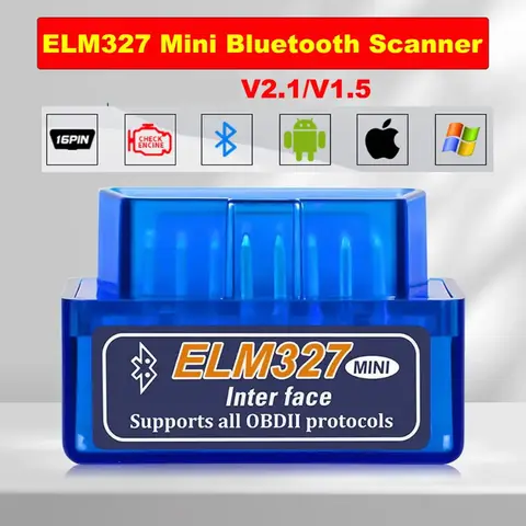미니 ELM327 V1.5/V2.1 블루투스 OBD2 스캐너 – 자동차 진단 도구, 엔진 체크 및 오류 감지기, 오토바이 호환