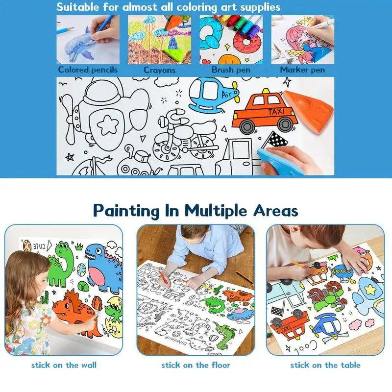 ملصقات تلوين للأطفال ، لفافة رسم جرافيتي ، ملصقات حائط بملء الألوان ، مستلزمات فنية لرسومات ذاتية الصنع ، جدران تعليمية