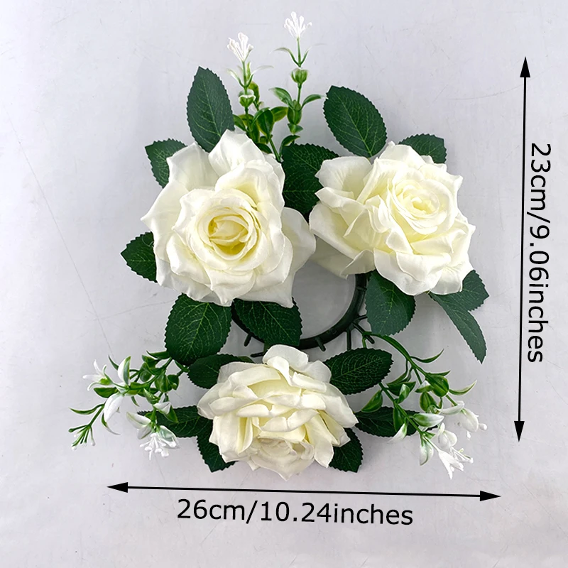 23cm künstliche Rosen Kerzen ringe künstliche Blumen kränze für Kerzenhalter Geburtstags feier Kerzenhalter Hochzeits dekoration