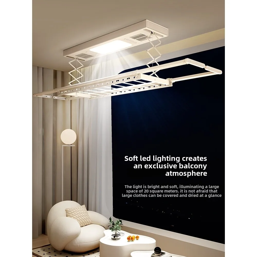 Smart Electric Folding Clothes Rack Heating Drying Remote Control for Indoor/Outdoor Balcony Use-Essential Automatic Dryer