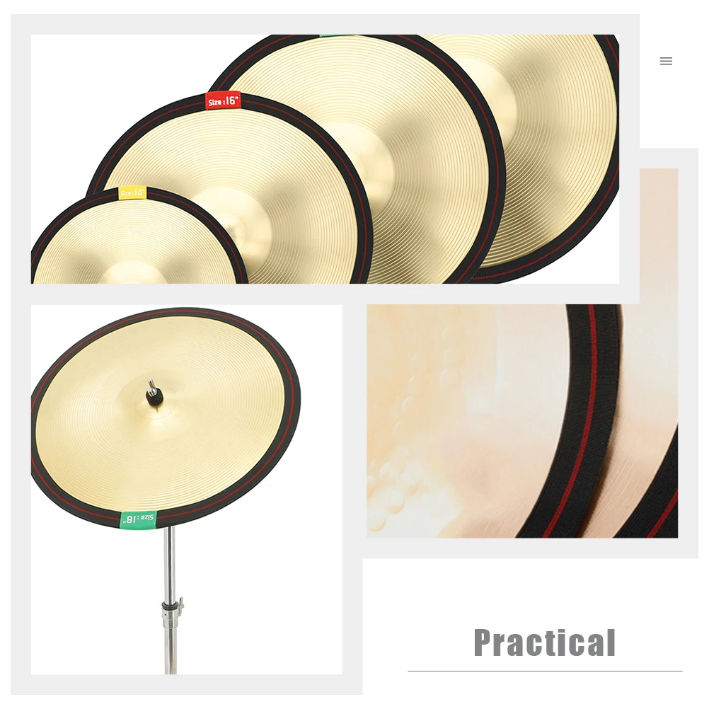 

4 Pcs Silence Drum Belt Damper Cymbal Mute Dampener Accessories Polyester Practice Muters