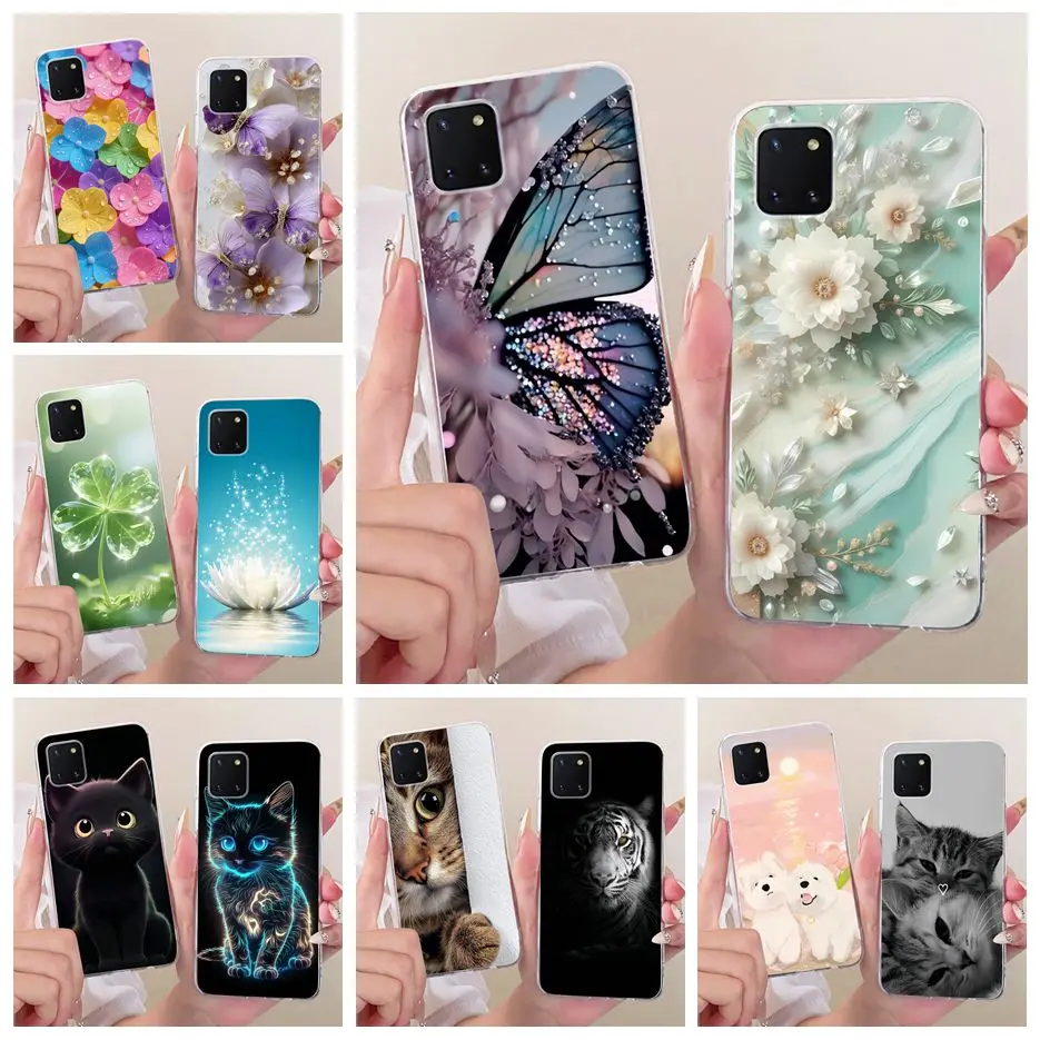 For Samsung Galaxy Note10 Lite Case SM-N770F New Flowers Butterfly Painted Cover Soft Slim Phone Case For Samsung S10 Lite Shell
