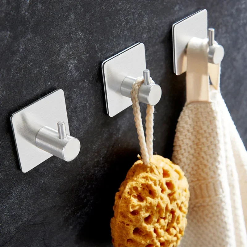 

1 stainless steel wall hook towel hanger, household multi-purpose hanger, no drilling, detachable and reusable towel hook