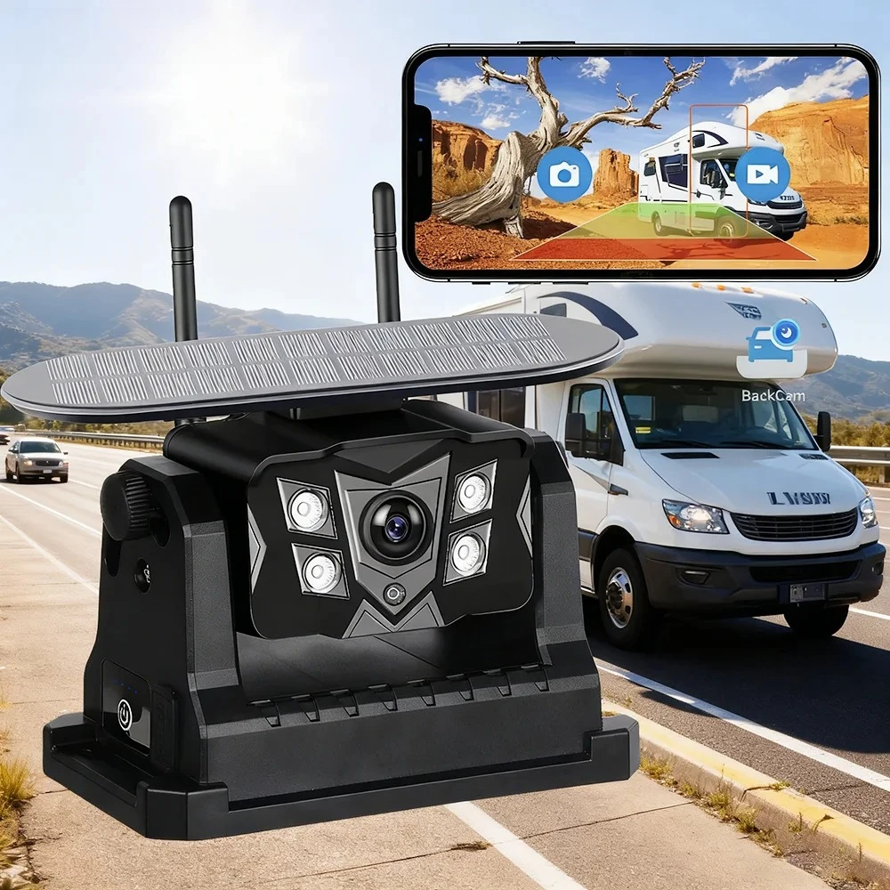 Wireless solar magnetic backup camera