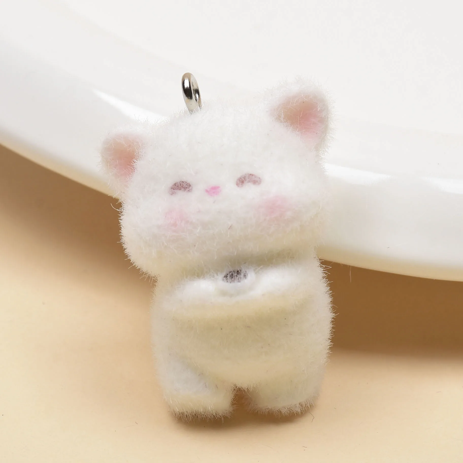 20pcs Cartoon Cute Resin Charms Flocking Doll little bear Pendant For Earrings Keychains Making DIY Jewelry Accessories