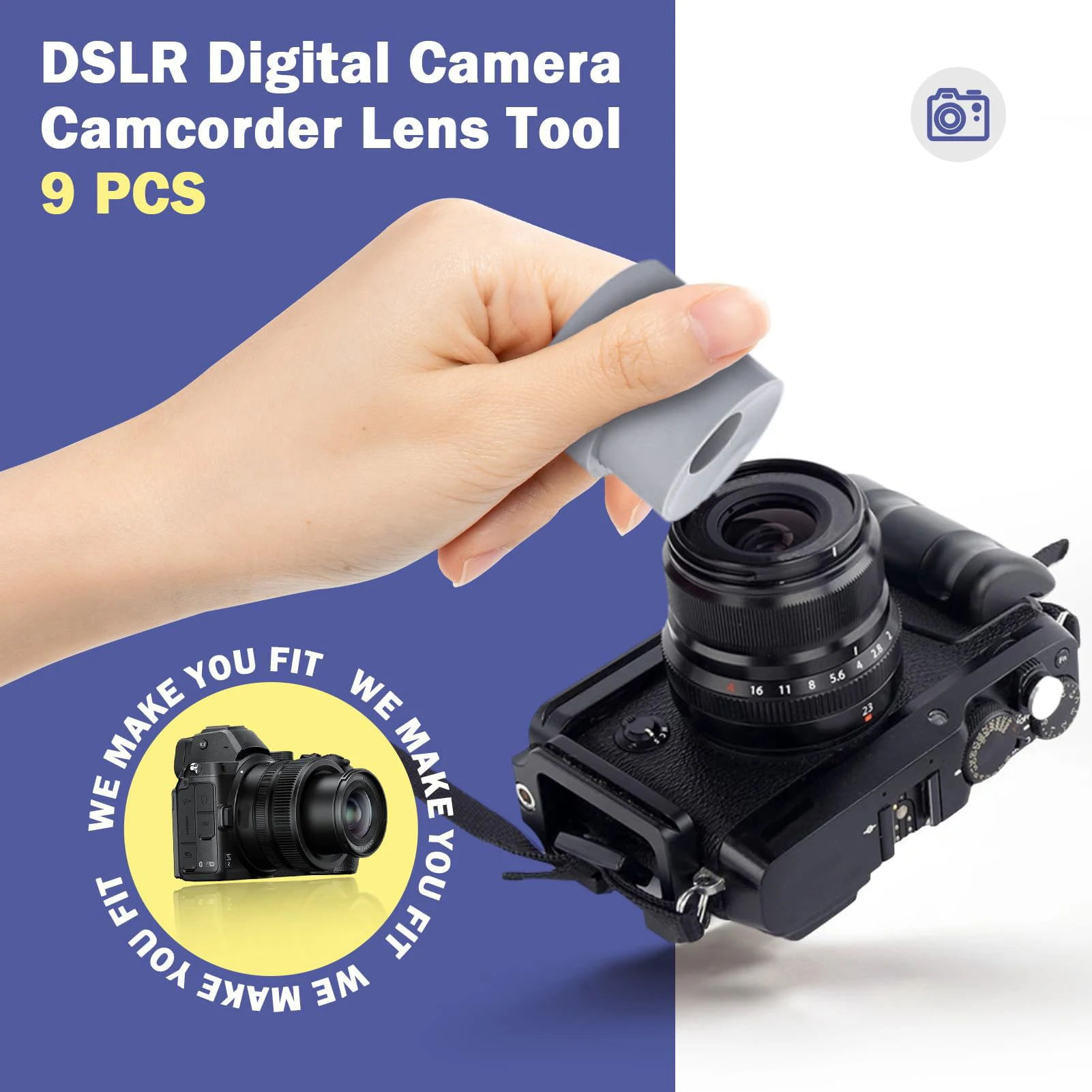 Camera DSLR Lens Repair Tool Ring Kit, 8-83mm 9 Pcs 18 Sizes Camera Lens Removal Tool Openning Repairing Accessories view 3