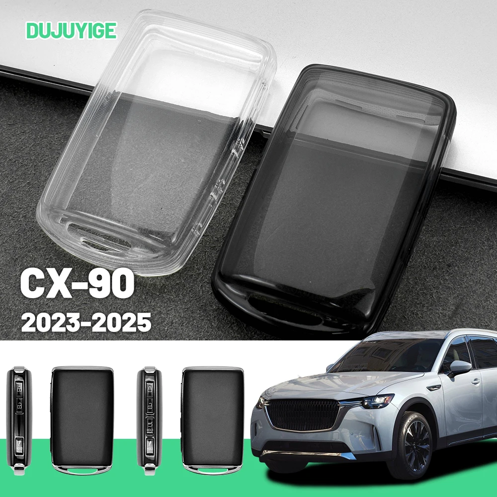 Klare TPU-Autoschlüsselhülle für Mazda CX-90 CX90 2023–2026, Schlüsselanhänger-Abdeckung, Schutzschale, Autozubehör 2024 2025