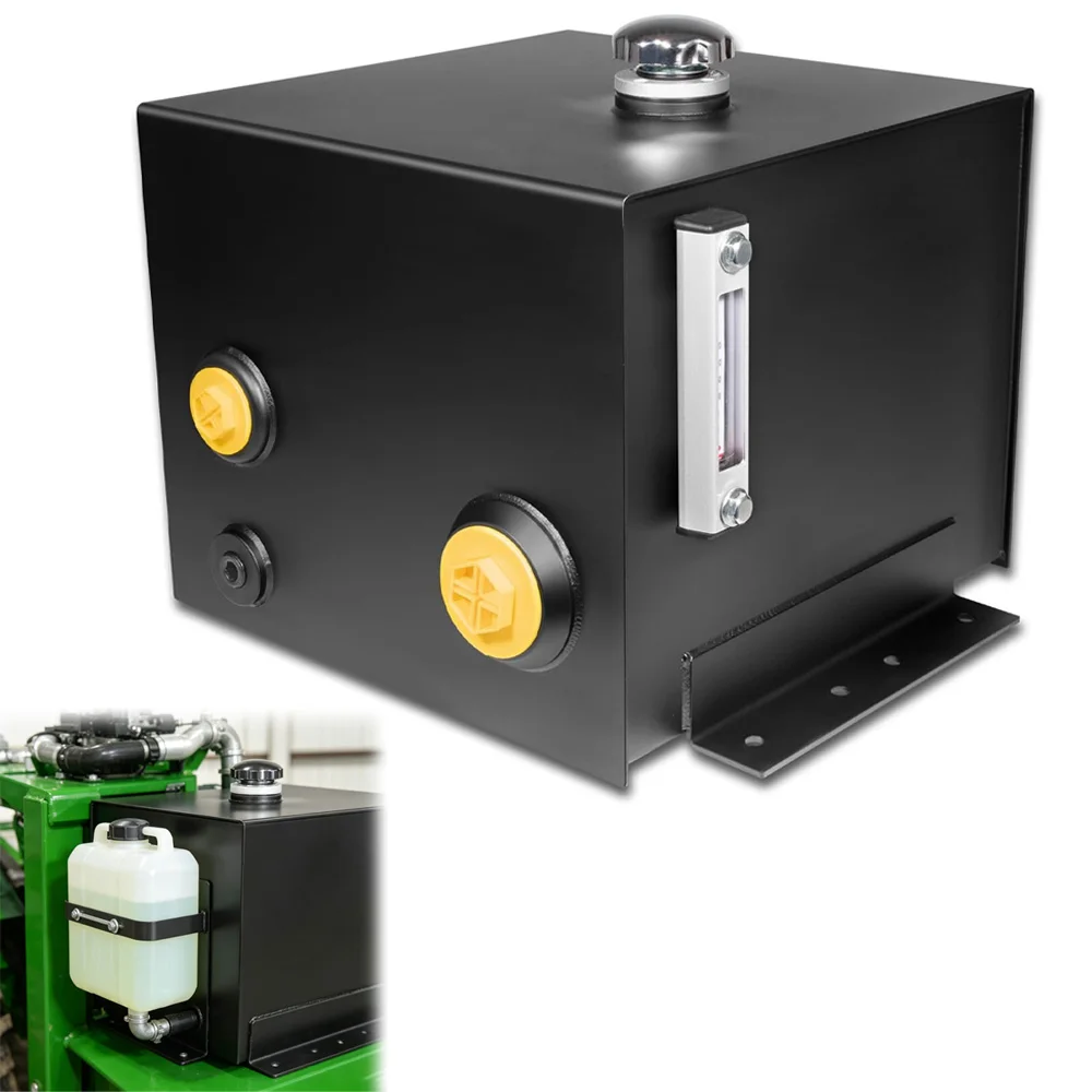 7-Gallon Hydraulic Fluid Reservoir Tank with Built-in Temp Gauge & Sight Gauge, Breather/Strainer Fill Cap, Horizontal-Mount