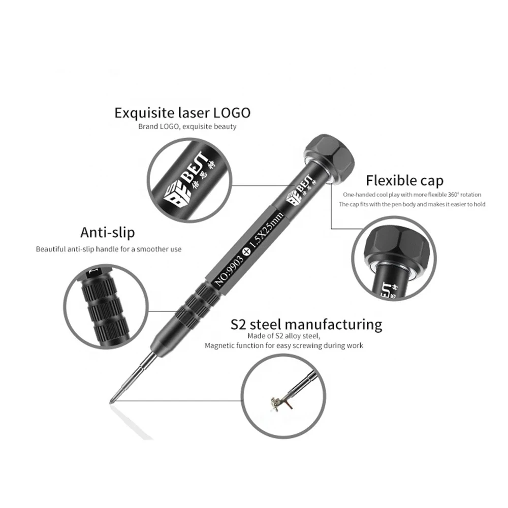 BEST Screwdriver P2 0.8 Pentalobe Y 0.6 Tri Wing 1.5 Phillips 2.5 Cross Head for iPhone Samsung Xiaomi Huawei Repair Tool