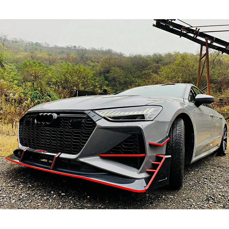 PP material wide car body kit for audis A7 C8 2019-2021 upgrade RS7 with front face and rear bumper hood fender