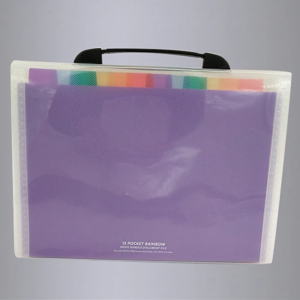 

A4 Expanding File Folder with 13 Pockets Waterproof PP Material Colorful Label Included Portable Handle for Efficient Document