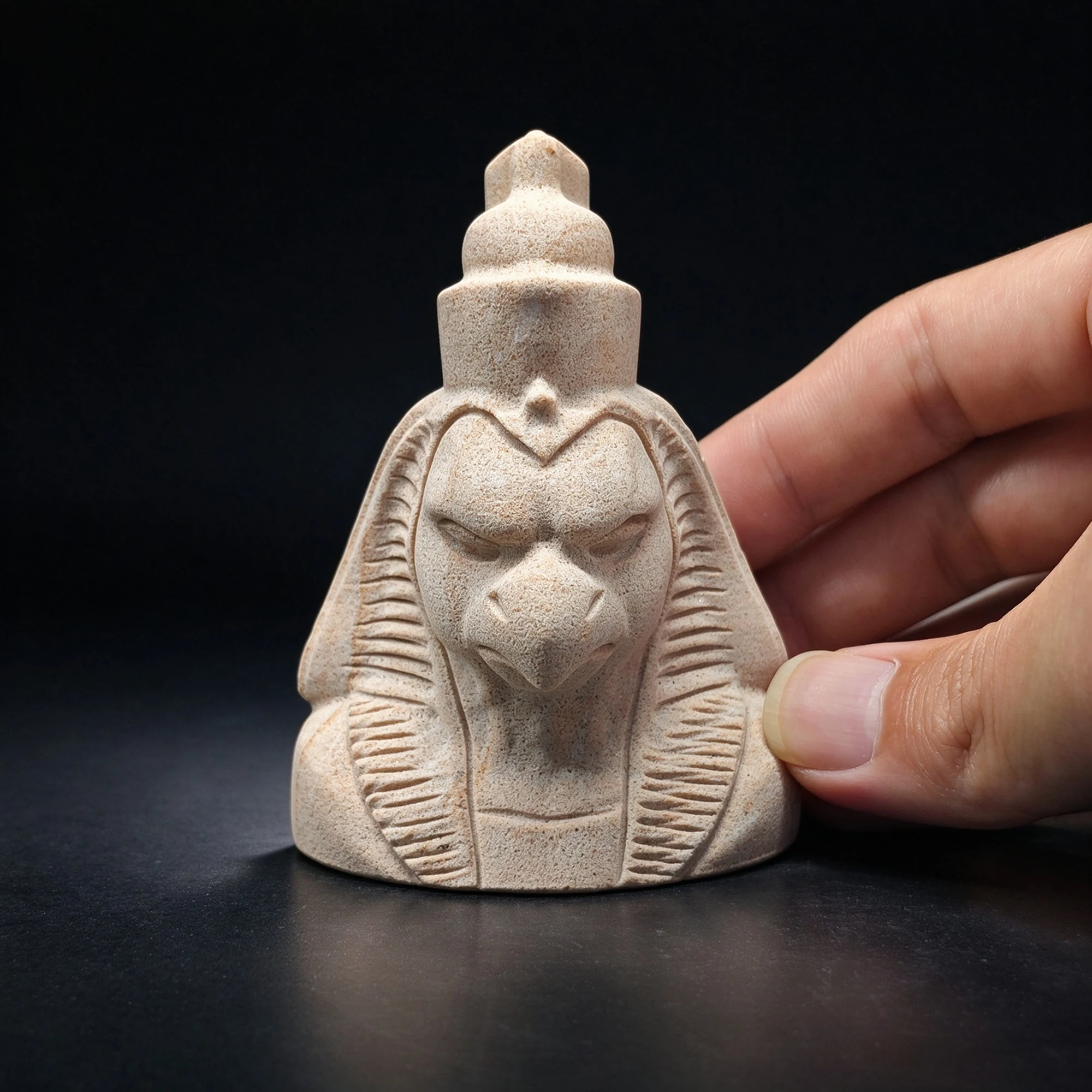 Natural Sandstone Horus Figurine Ancient Egyptian Mythology Falcon God Bust Statue Home Altar Table Decor Collectible