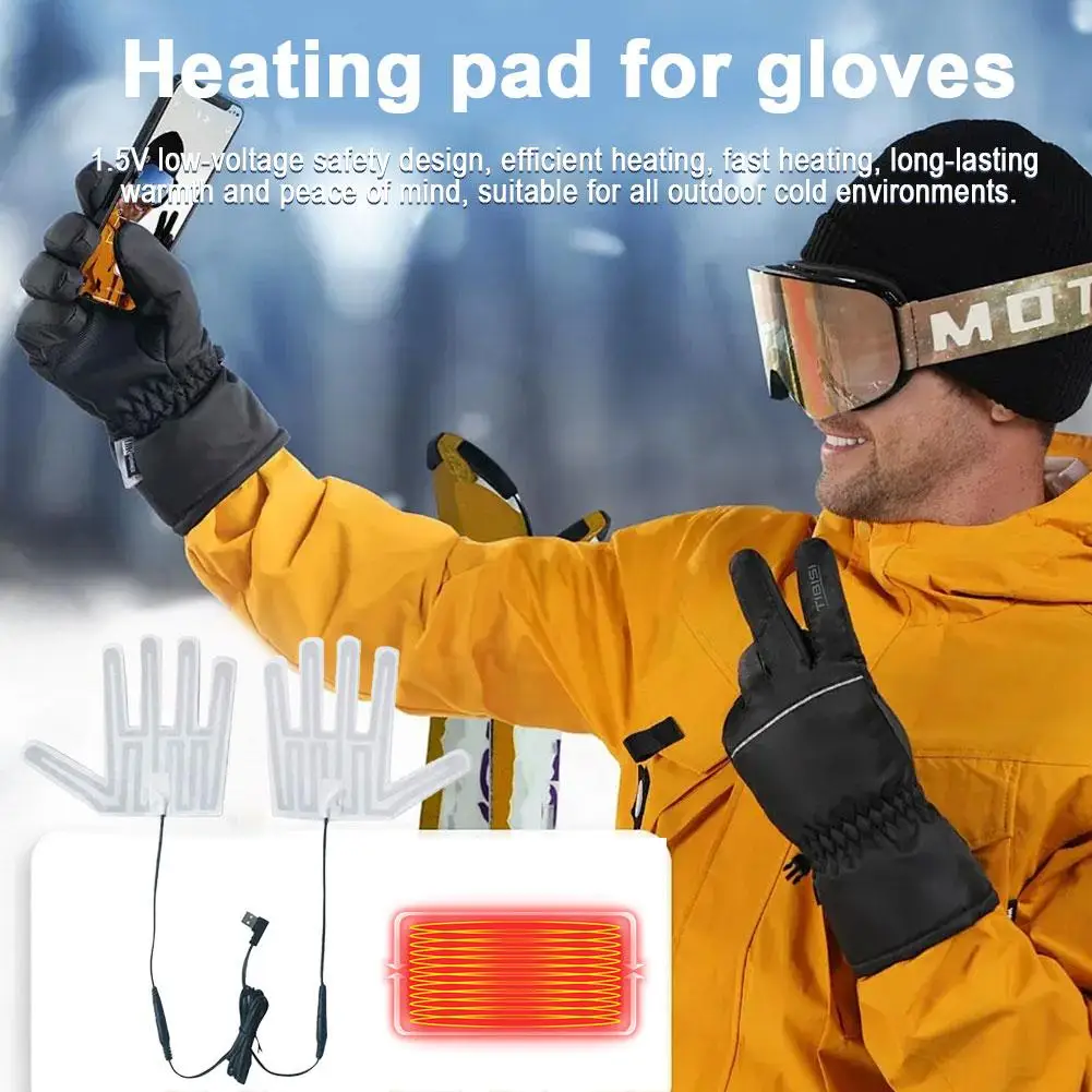 

1 Pair Electric Heating Pad Carbon Fiber 5V Five-Finger Gloves Heating Pad Insulation for Outdoor Skiing H9H9