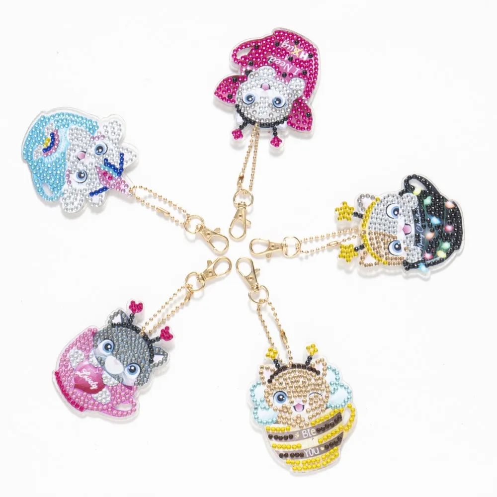 

Cartoon Colorful Insect DIY Diamond Painting Keyring Mosaic Embroidery Cross Stitch Bag Pendant Birthday Gift Diamond Keychain