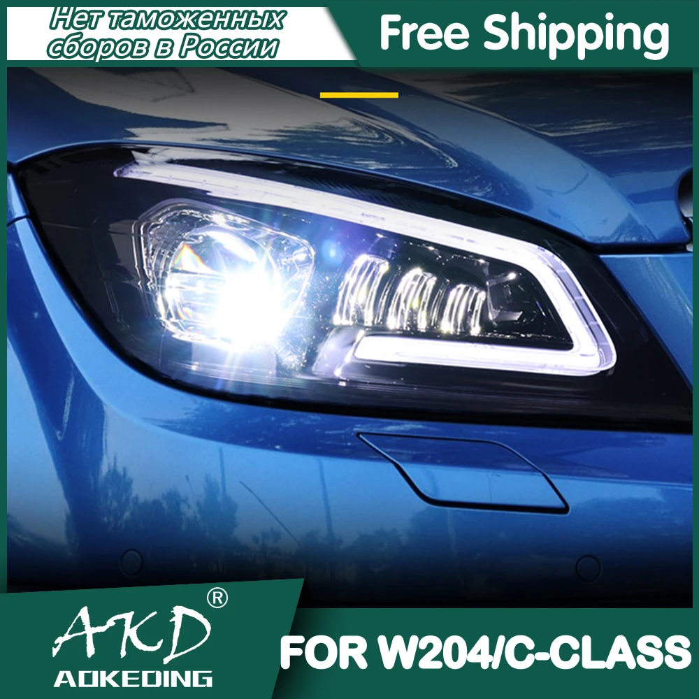 

Car For Benz W204 2007-2010 Headlights DRL Hella LED Bi Xenon Bulb Fog Lights Car Accessory C300 C260 C200 Head Lamp