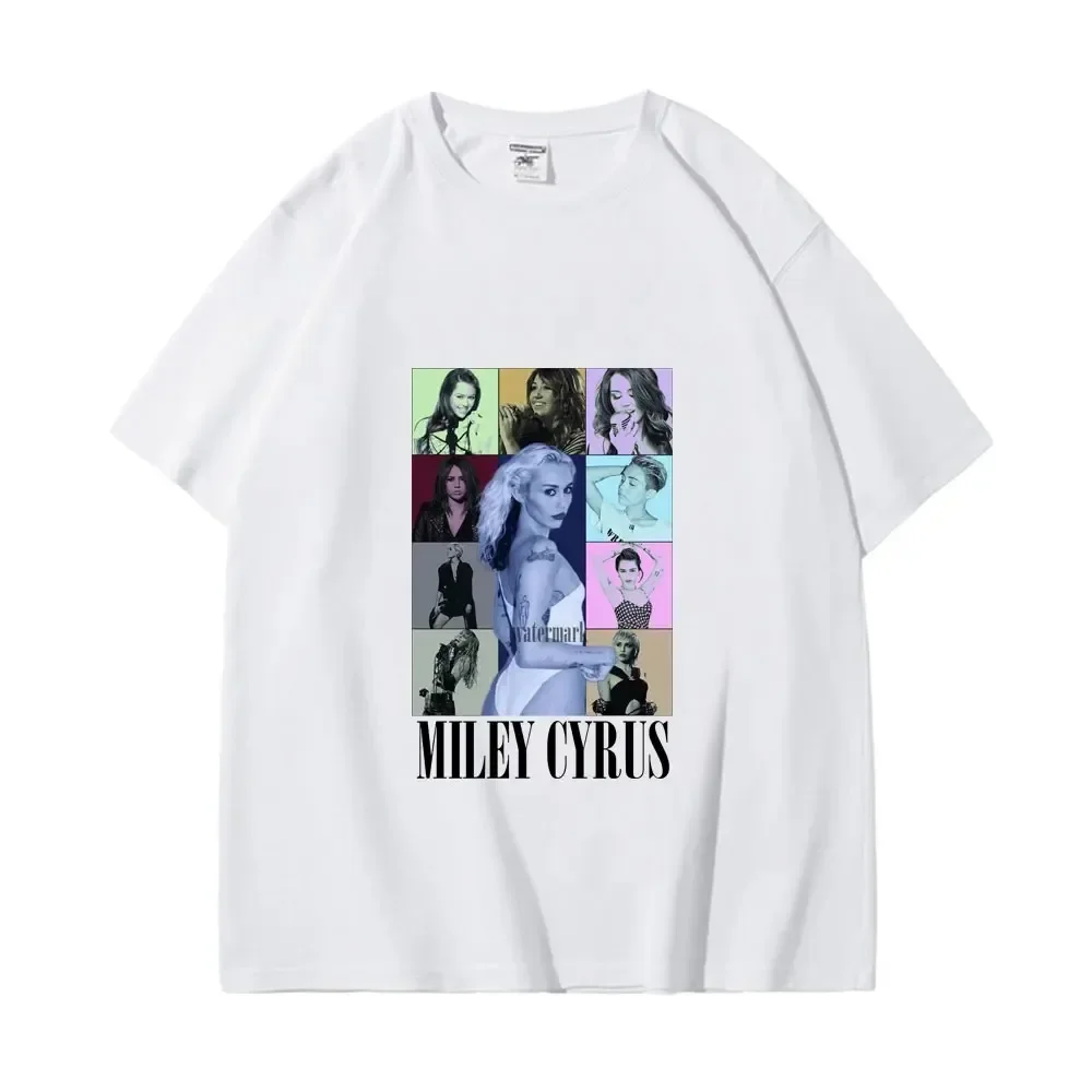 Pop Music Singer Miley Cyrus Graphic T Shirts for Woman Fans Club Vintage Short Sleeve T-shirt Outdoors Street Fashion Tops