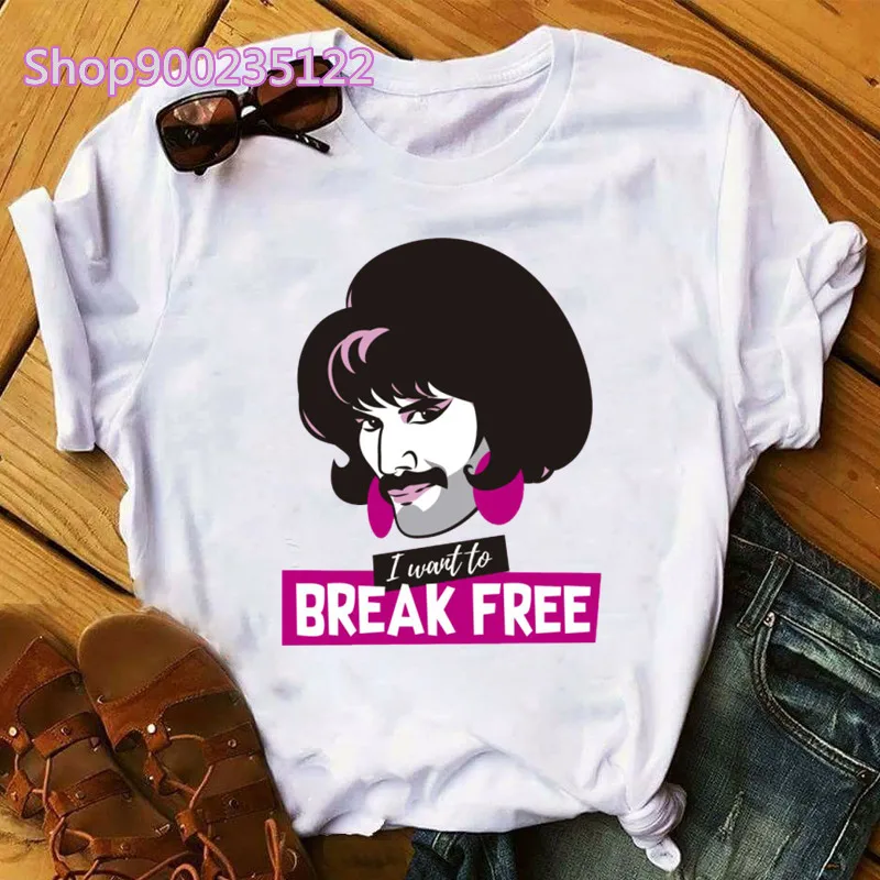 Freddie Mercury T-Shirt funny style Queen tshirt Tops women print I Want To Break Free casual tshirt female harajuku clothes