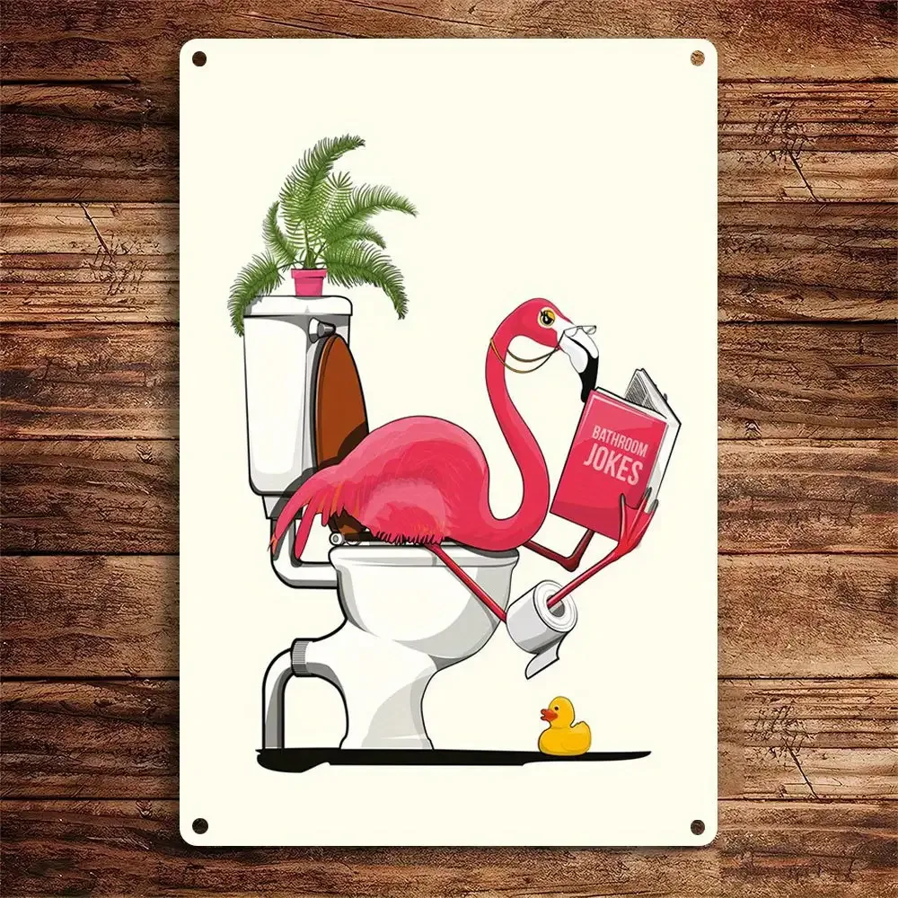 Vintage Flamingo Metal Tin Sign Funny Retro Wall Decor for Home Bar Cafe