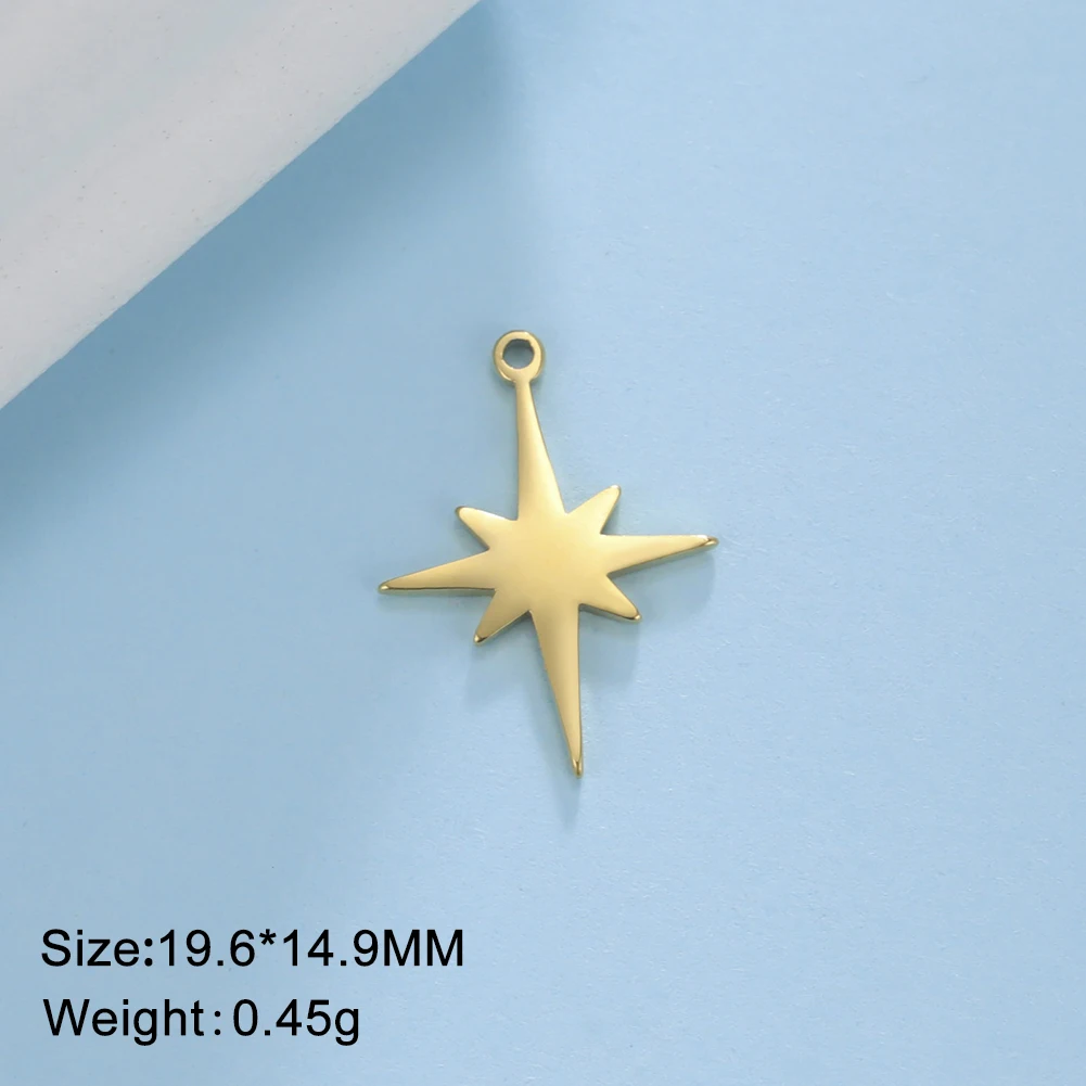 3pcs/lot North Star Charms for Necklace Earring Jewelry Making Stainless Steel Gold Color Pendants Accessories