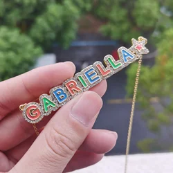 LeeChee Rhinestone Custom Letter Colorful Enamel Necklace Personalized Necklace For Women Jewelry Gift