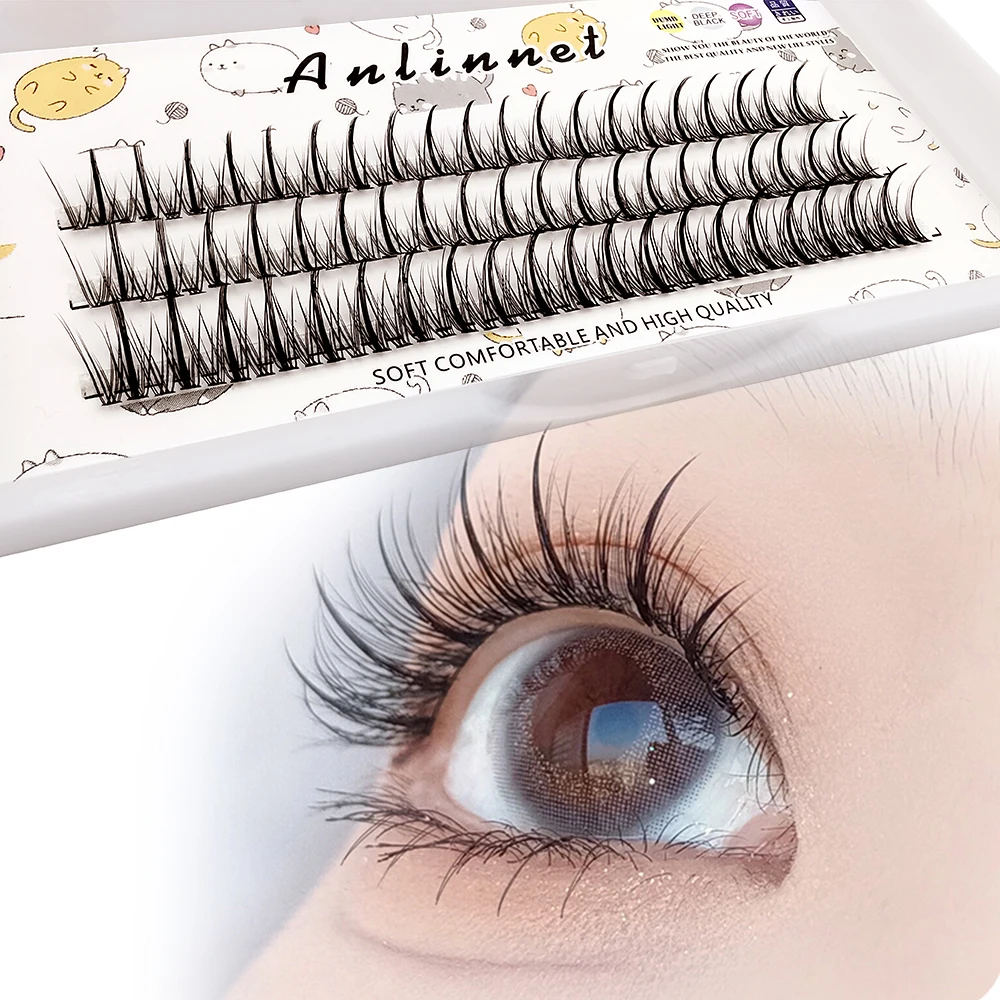 Natural Women's Makeup False Eyelash 1 Box of 60 Clusters Eyelash Extension Single Cluster Eyelash Tool