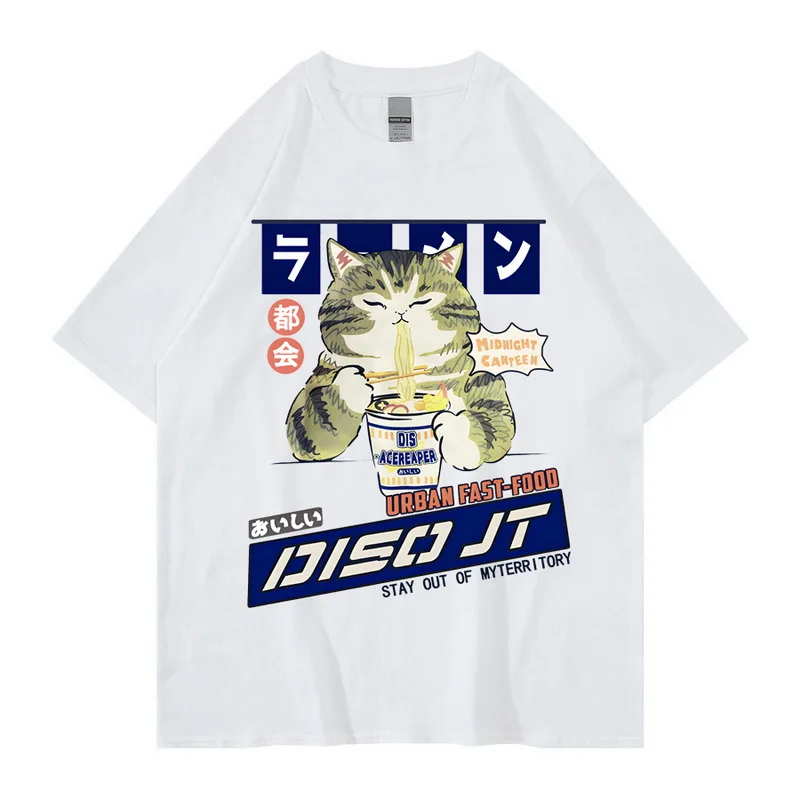 2022 Cat Men Hip Hop T Shirt Streetwear Harajuku T-Shirt Men Summer Short Sleeve Tshirt Loose Cotton Tees Tops