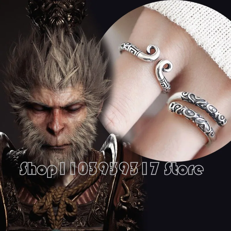 

Black Myth Wu Kong Ring Game Accessories The Incantation of The Golden Hoop Ring Vintage Ring Accessories Couple Gift