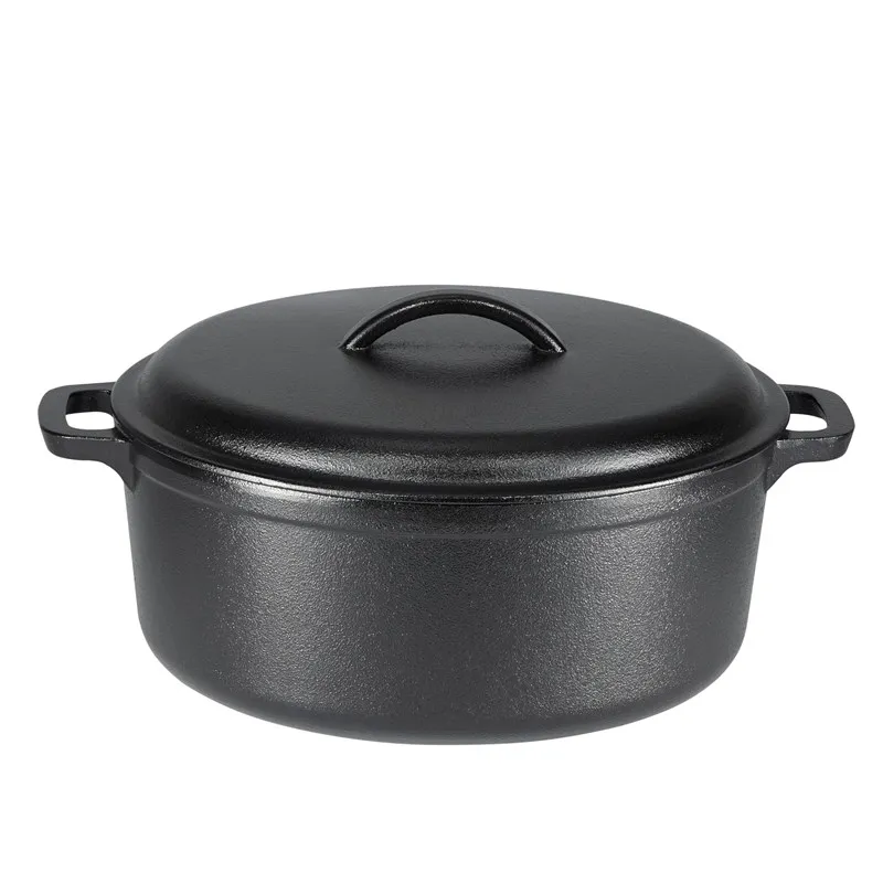 26 cm vorbehandelter Gusseisen-Dutch-Oven mit Deckel und zwei Griffen, 4,2 Quart Kochtopf, Brotofen, Suppen- und Bratpfanne, Schmortopf, ofenfest