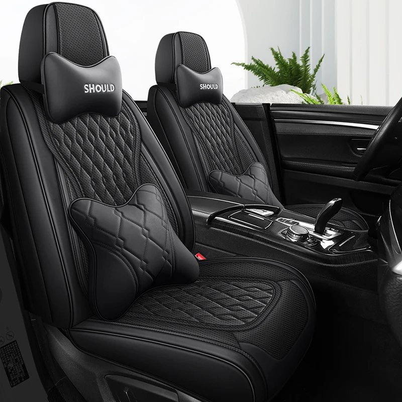 5 Seat Car Seat Cover Sets Front Back Universal Wear-resistant Leather Seat Cushion Four Seasons Protector Interior Accessories